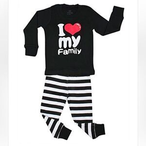 Elowel "I Love Family" 2 Piece Pajama Set 100% Cotton Size4T new